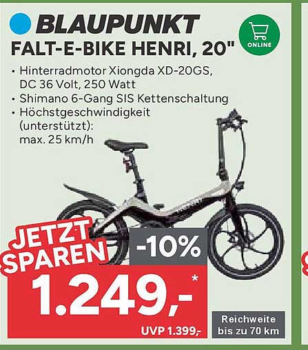 BLAUPUNKT FALT-E-BIKE HENRI, 20"