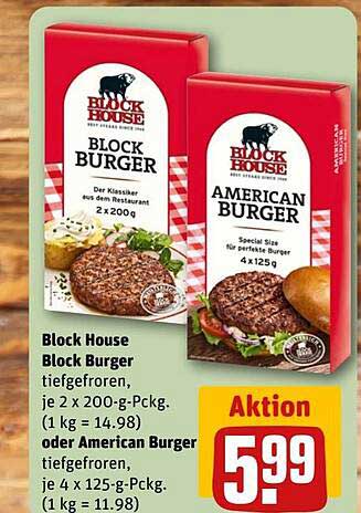 Block House Block Burger oder American Burger tiefgefroren