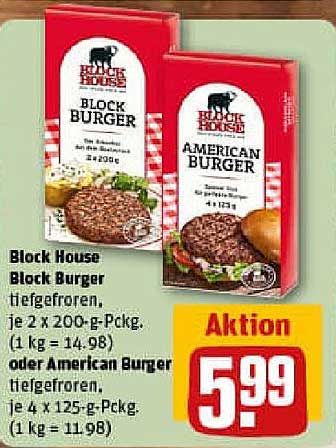 Block House Block Burger oder American Burger, tiefgefroren