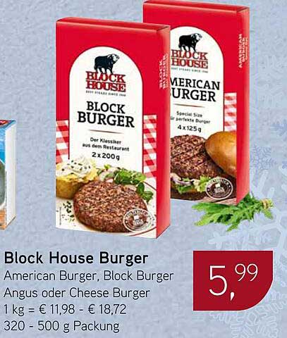 Block House Burger - American Burger, Block Burger Angus oder Cheese Burger