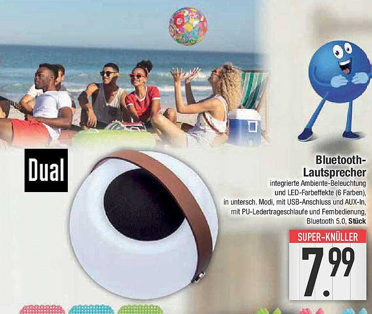 Bluetooth-Lautsprecher mit integrierter Ambiente-Beleuchtung und LED-Farben