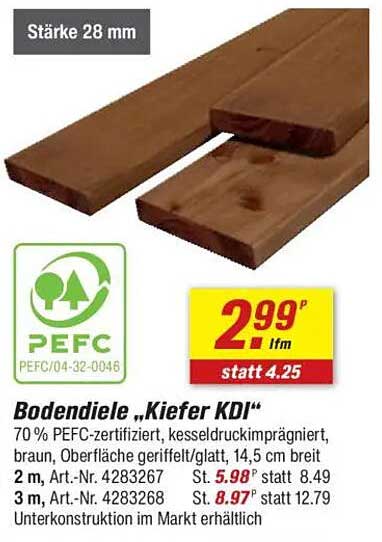 Bodendiele „Kiefer KDI“ – 2,99 €/lfm statt 4,25 €