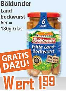 Böklunder Landbockwurst 6er = 180g Glas