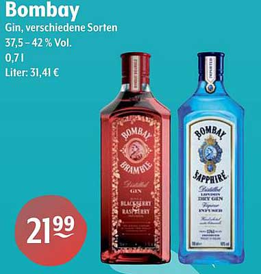 Bombay Gin, verschiedene Sorten 37,5 – 42 % Vol. 0,71 l