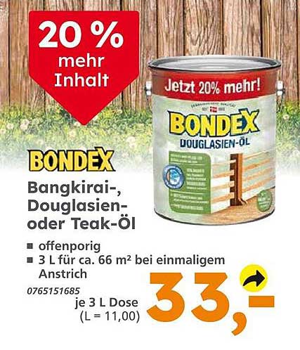 BONDEX Douglasien-Öl mit 20% mehr Inhalt