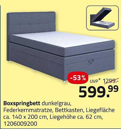 Boxspringbett dunkelgrau mit Federkernmatratze – Ihr Komfort für erholsame Nächte