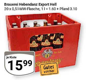 Brauerei Hebendanz Export Hell - 20 x 0,5 l Flasche