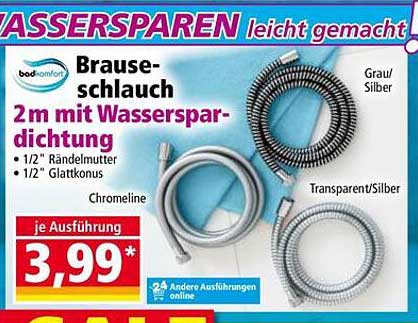 Brauseschlauch 2 m mit Wasserspardichtung