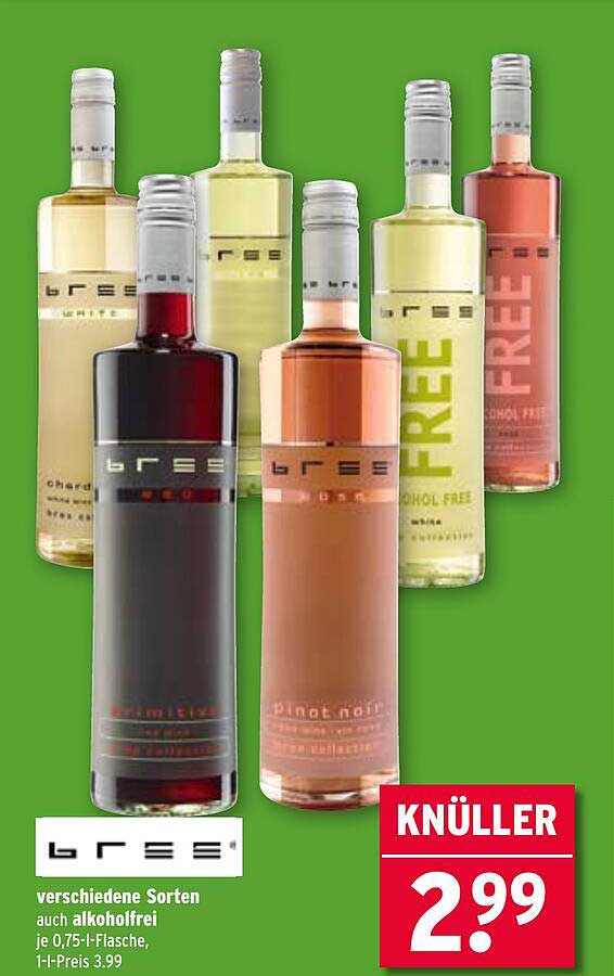 bree® verschiedene Sorten alkoholfrei