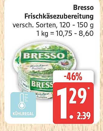 Bresso Frischkäsezubereitung, verschiedene Sorten, 120 - 150 g