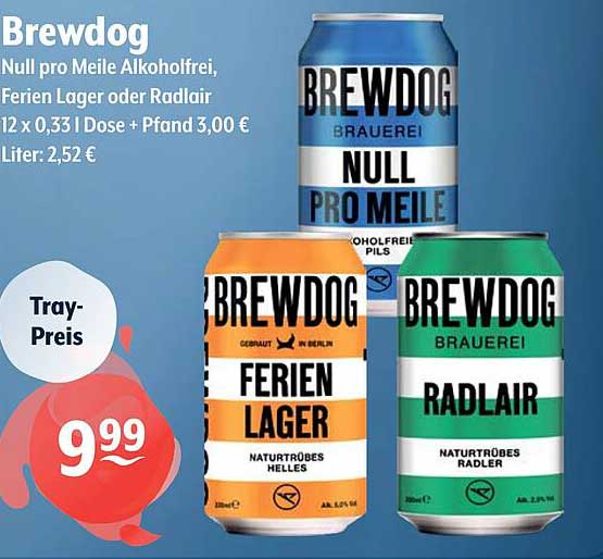 Brewdog: Null pro Meile alkoholfrei, Ferien Lager oder Radlair - 12 x 0,33 L Dose für 9,99 €