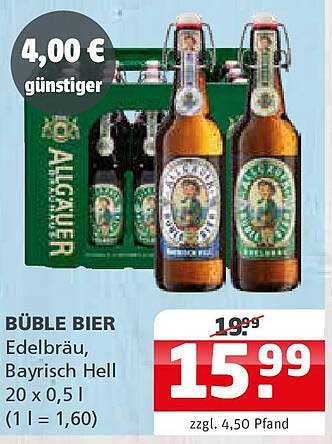 BÜBLE BIER Edelbräu, Bayrisch Hell 20 x 0,5 l