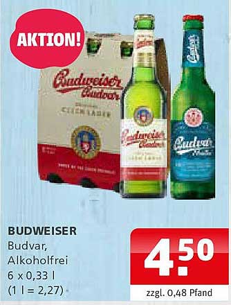 BUDWEISER Budvar, alkoholfrei 6 x 0,33 l