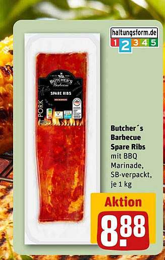 Butcher's Barbecue Spare Ribs mit BBQ Marinade, SB-verpackt, je 1 kg