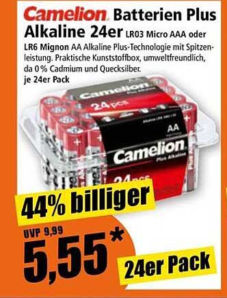 Camelion Batterien Plus Alkaline 24er Pack