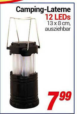 Camping-Laterne 12 LEDs 13 x 8 cm, ausziehbar
