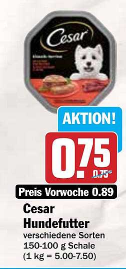 Cesar Hundefutter verschiedene Sorten 150-100 g Schale