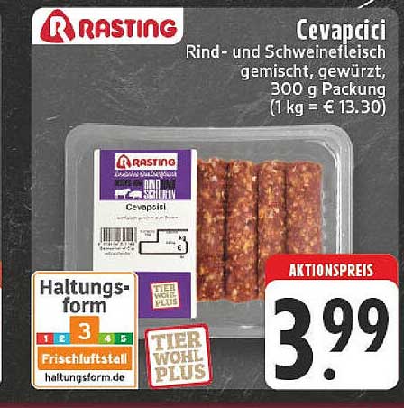 Cevapcici - Rind- und Schweinefleisch gemischt, gewürzt, 300 g