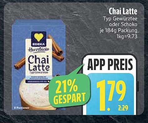 Chai Latte Typ Gewürztee oder Schoko 184g Packung