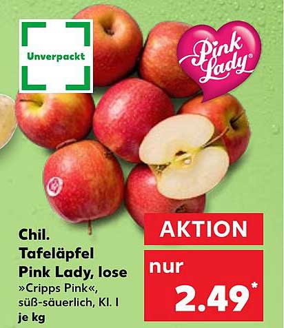 Chil. Tafeläpfel Pink Lady, lose »Cripps Pink«, süß-säuerlich, Kl. I je kg