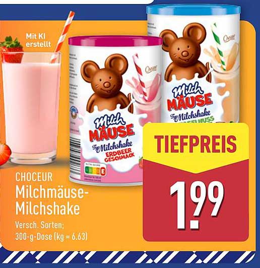 CHOCEUR Milchmäuse-Milchshake, verschiedene Sorten, 300-g-Dose