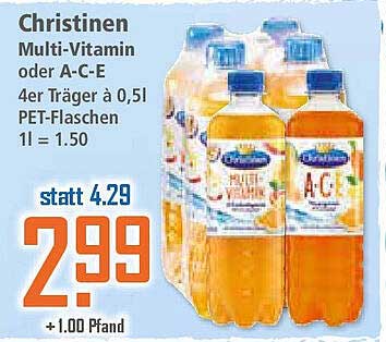 Christinen Multi-Vitamin oder A-C-E 4er Träger à 0,5l PET-Flaschen