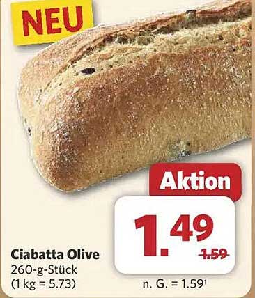 Ciabatta Olive 260-g-Stück