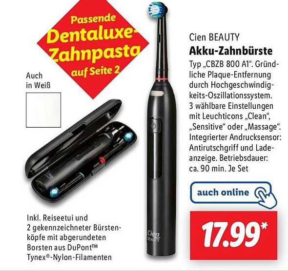 Cien BEAUTY Akku-Zahnbürste Typ „CBZB 800 A1“