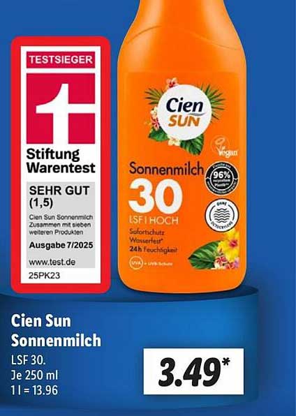 Cien Sun Sonnenmilch LSF 30, 250 ml