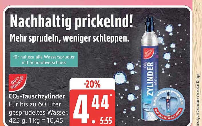 CO₂-Tauschzylinder für Wasserpruider - 20% Rabatt!