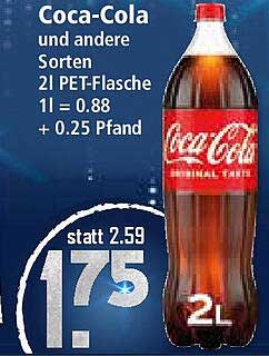 Coca-Cola und andere Sorten 2L PET-Flasche