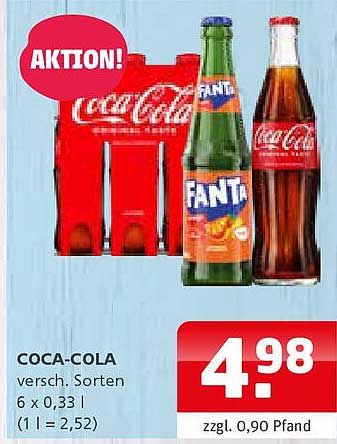 COCA-COLA verschiedene Sorten, 6 x 0,33 l