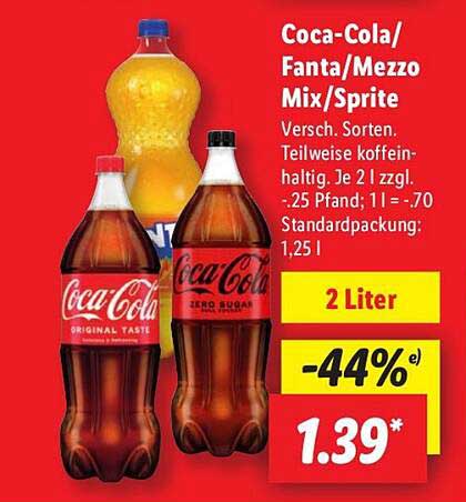 Coca-Cola/Fanta/Mezzo Mix/Sprite 2 Liter