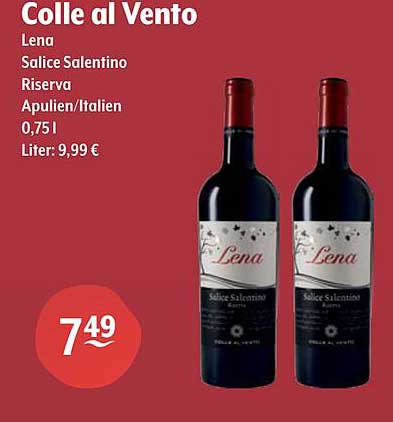 Colle al Vento Lena Salice Salentino Riserva 0,75 l