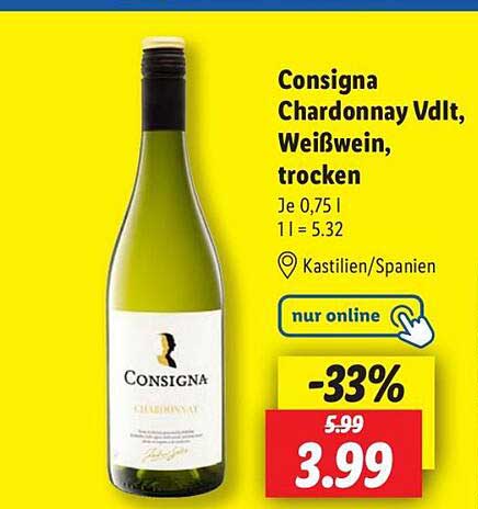 Consigna Chardonnay Vdlt, Weißwein, trocken