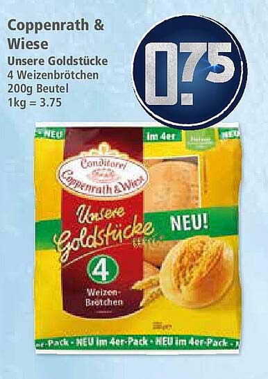 Coppenrath & Wiese Unsere Goldstücke 4 Weizenbrötchen 200g Beutel