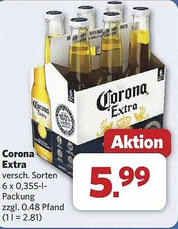 Corona Extra 6 x 0,355-l Packung - Aktion