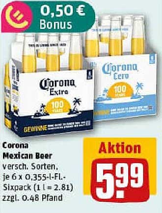 Corona Mexican Beer, verschiedene Sorten, 6 x 0,355 l-Flaschen