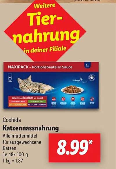 Coshida Katzennahrung Portionsbeutel in Sauce 48x100g
