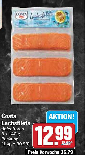 Costa Lachsfilets tiefgefroren 3 x 140 g
