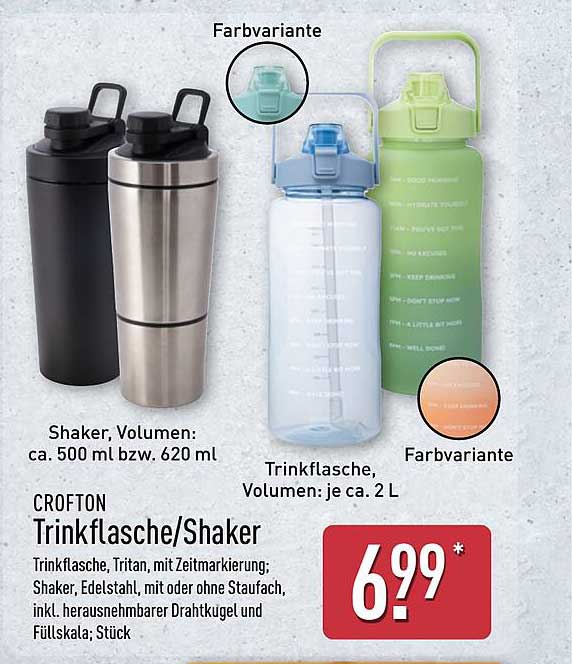 CROFTON Trinkflasche/Shaker, Volumen: ca. 500 ml bzw. 620 ml