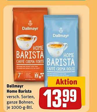 Dallmayr Home Barista - verschiedene Sorten, ganze Bohnen, je 1000-g-Btl.