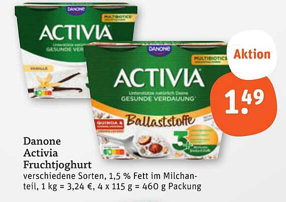 Danone Activia Fruchtjoghurt - 460 g Packung
