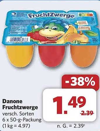 Danone Fruchtzwerge versch. Sorten 6 x 50-g-Packung