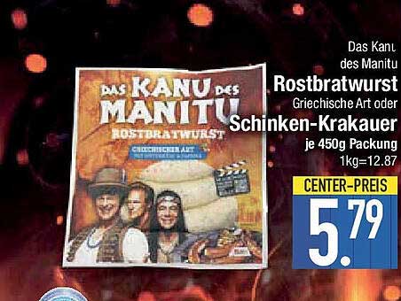 Das Kanu des Manitu Rostbratwurst Griechische Art oder Schinken-Krakauer je 450g Packung