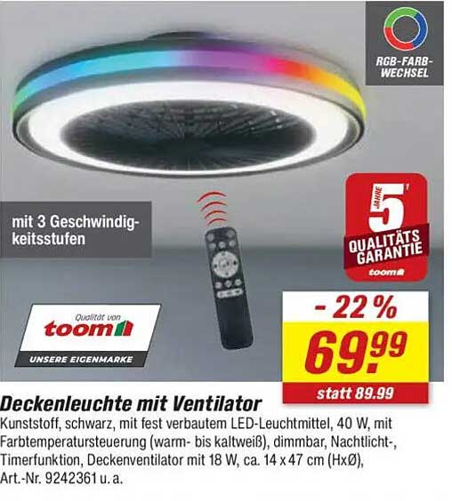 Deckenleuchte mit Ventilator