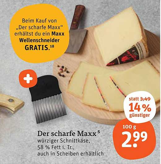 Der scharfe Maxx - würziger Schnittkäse mit Gratis Wellenschneider