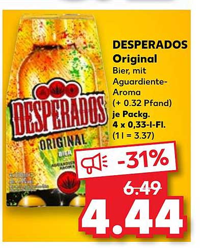 DESPERADOS Original Bier, mit Aguardiente-Aroma
