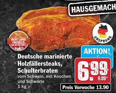 Deutsche marinierte Holzfällersteaks, Schulterbraten - 1 kg