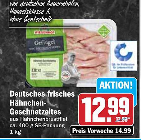 Deutsches frisches Hähnchen-Geschnetzeltes aus Hähnchenbrustfilet 400 g